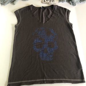 Rock & Republic sleeveless crystal skull top